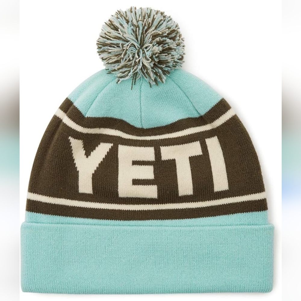 YETI Men's Retro Knit Pom Pom Beanie Seafoam Green Gray